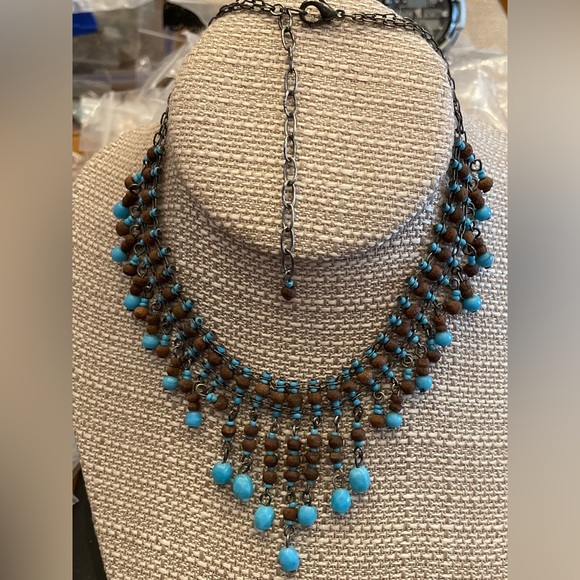 Very cool wood an bead necklace Artisan made 17” adjust boho hippie just cool! - Picture 5 of 8